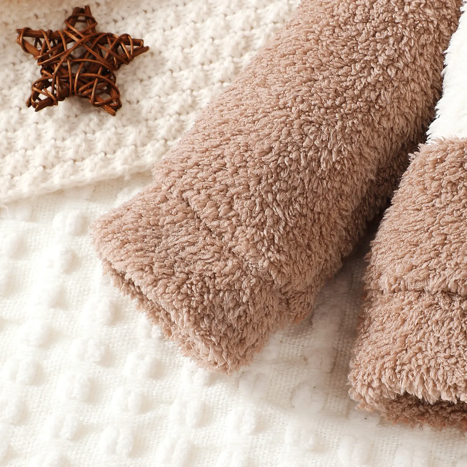 Toddler children's Boy Set Brown Hooded Plush Long sleeved Pants Two-piece Set fit 0-3 Year old Male Baby Winter Warm Suit