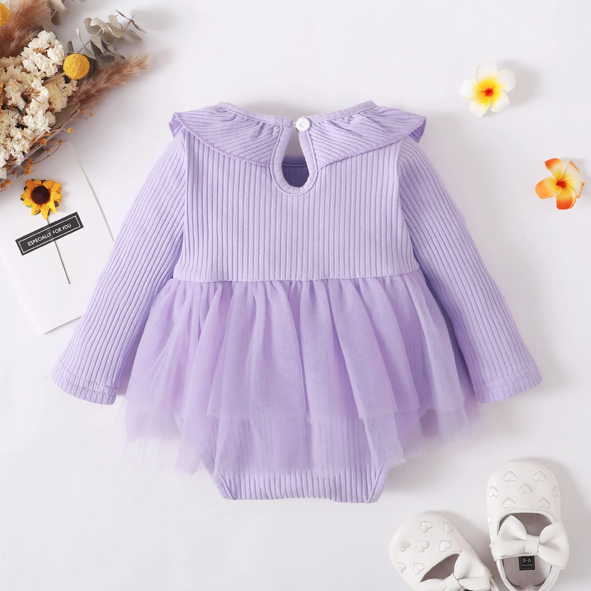 0-12 Months Newborn' Baby Girl Ruffle Bow Thin Gauze Long sleeved Jumpsuit Cute Baby Girl Spring autumn Fashionable Jumpsuit