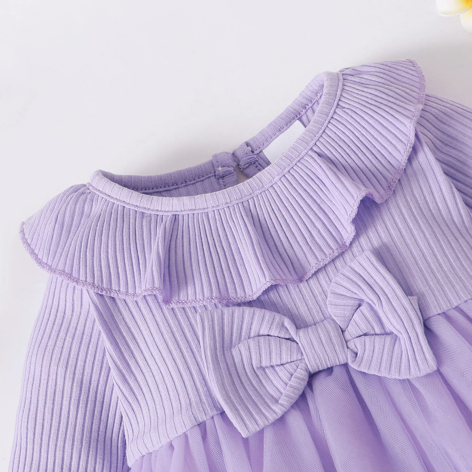 0-12 Months Newborn' Baby Girl Ruffle Bow Thin Gauze Long sleeved Jumpsuit Cute Baby Girl Spring autumn Fashionable Jumpsuit