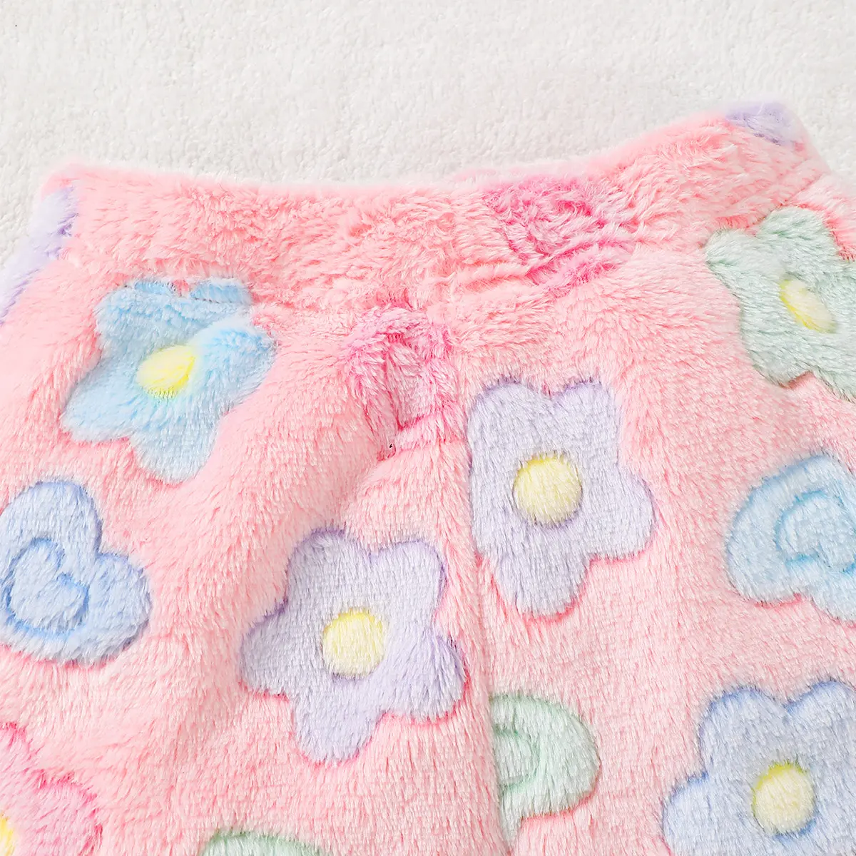 Autumn Winter Baby Girl Plush Set Colorful Flower Long Sleeve Pants Warm Set Suitable for Cute Female Babies Aged 0-24 Months