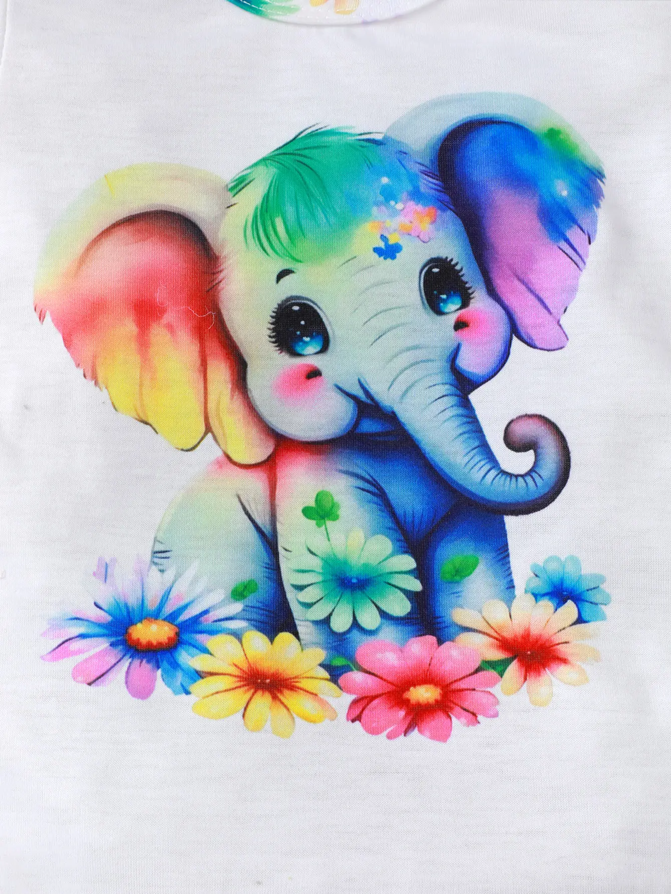 Children's clothing Girl Cartoon Cute Colored Elephant+Headband and Printed Shorts Suitable Babies Aged 0-2 Summer Fashion Set