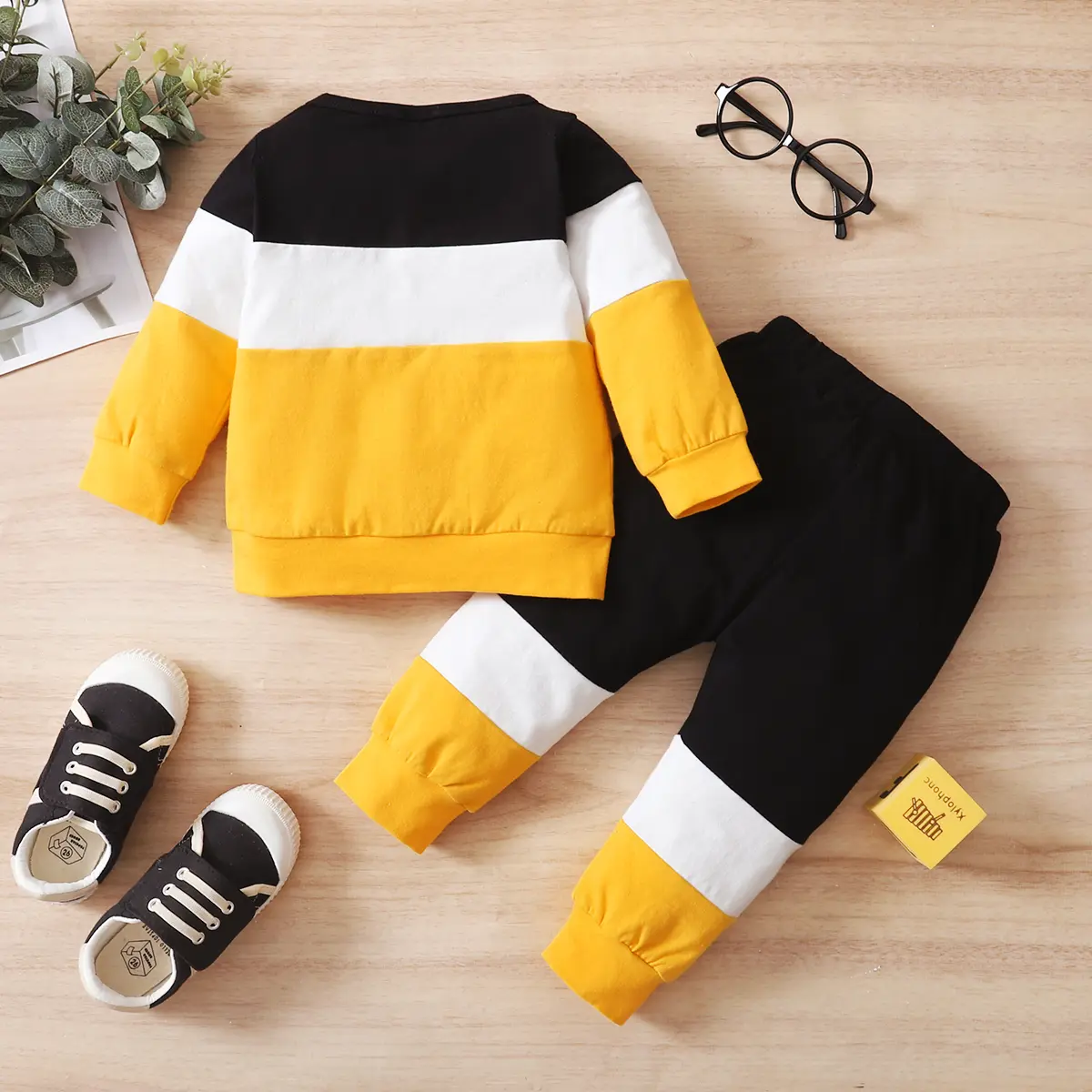 0-24 Months Baby boy Set  Color Blocked letter Long sleeved+Long pants 2pc/set Toddler Autumn Baby Boy Casual Clothing