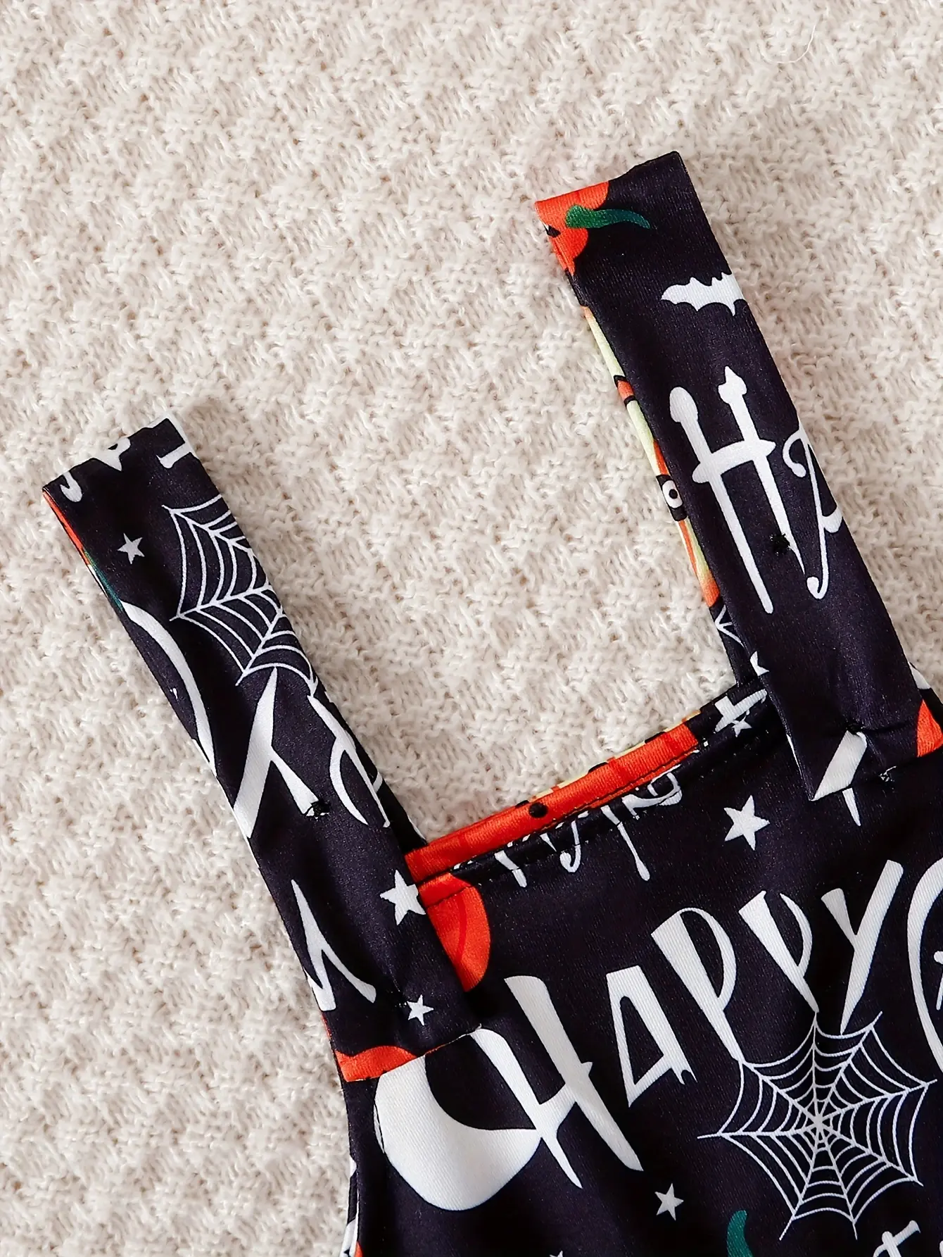 2pcs Baby Boy Halloween Round Neck Pumpkin Printed Long Sleeve Bodysuit +Strap Pants Set 0-12 Months Baby Boy Halloween Set
