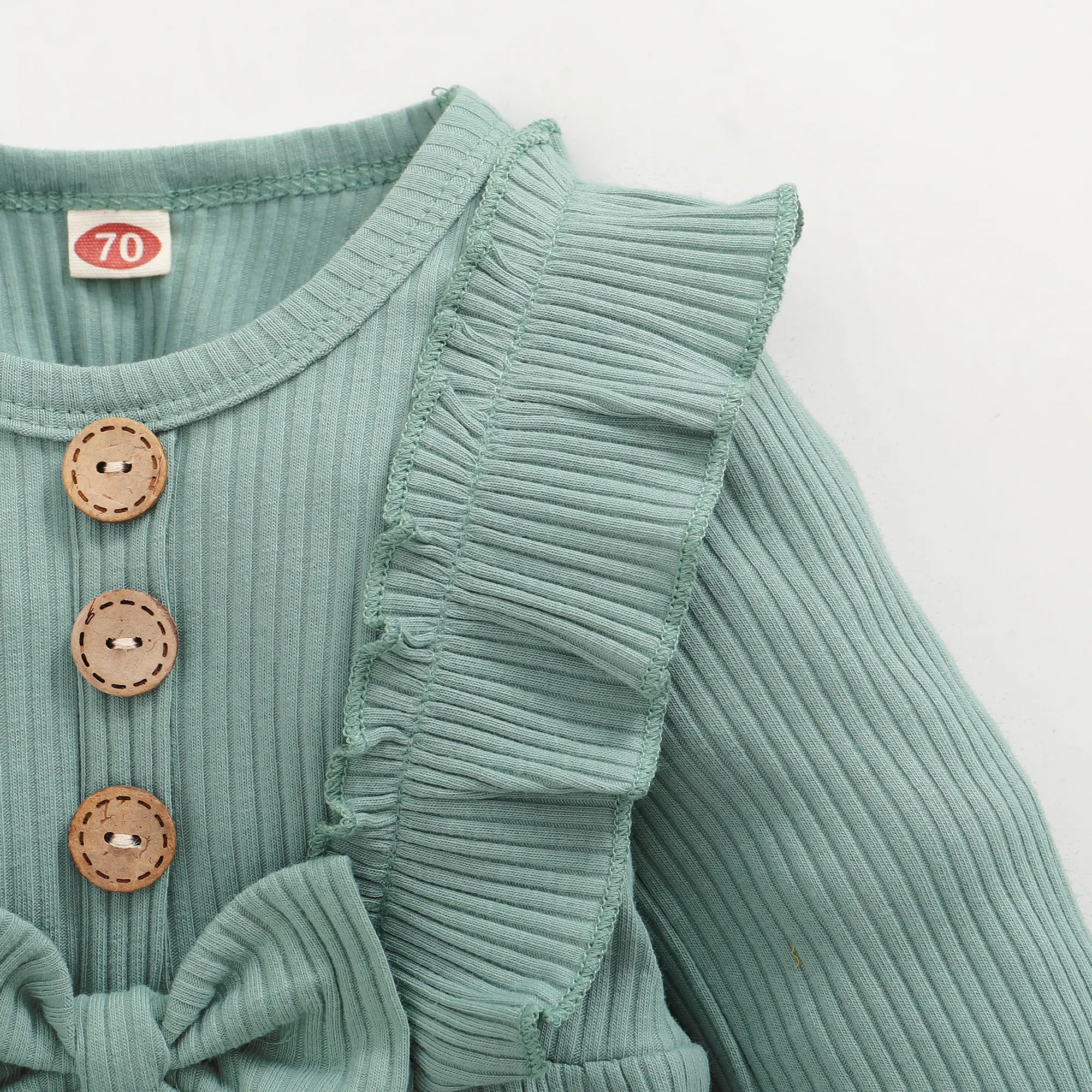 Toddler Baby Girl Romper Long Sleeved Ruffle Bodysuit with Headband Autumn & Winter Onesie Outfit Clothing for Baby 0-18 Months