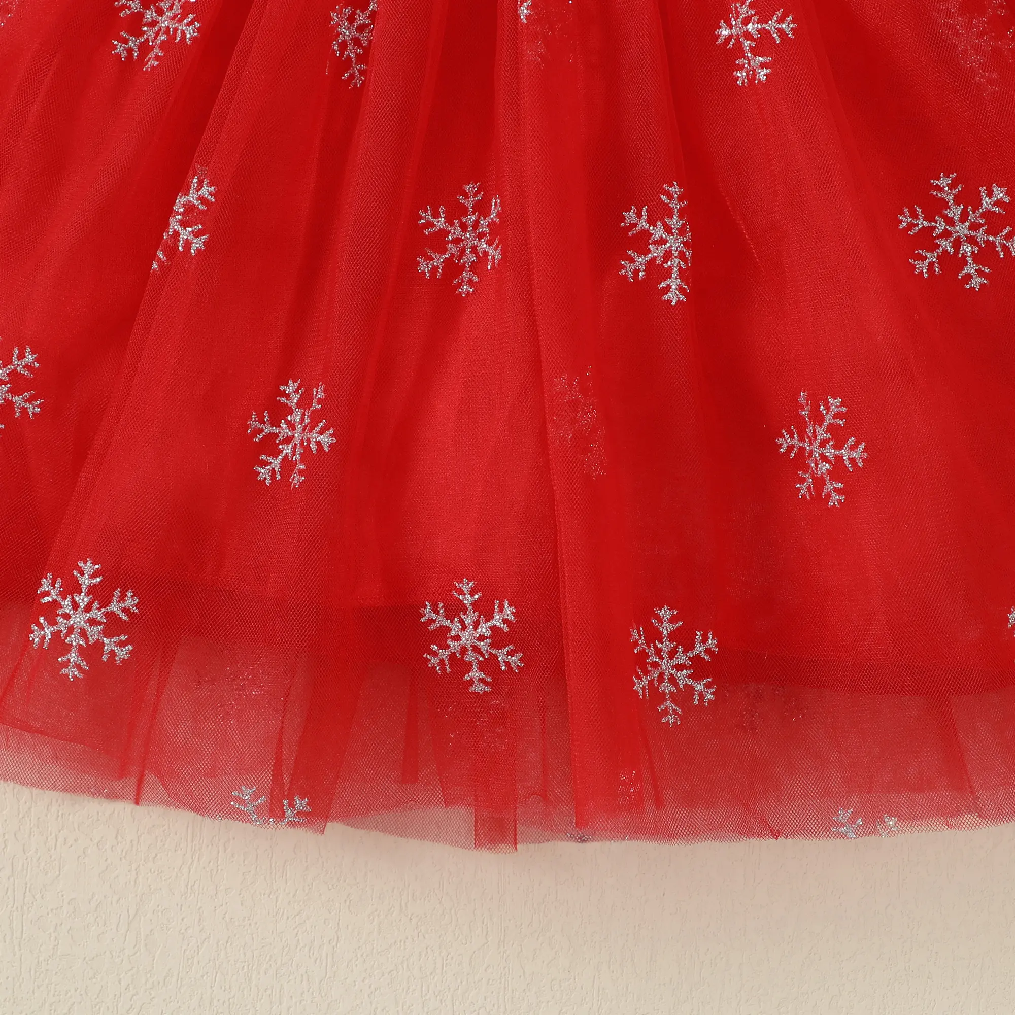 0-24 Months Baby girl Christmas Fashion Dress Letter Printing Tulle Snowflake Long sleeved+Headband 2pc/Set Baby New Year Dress