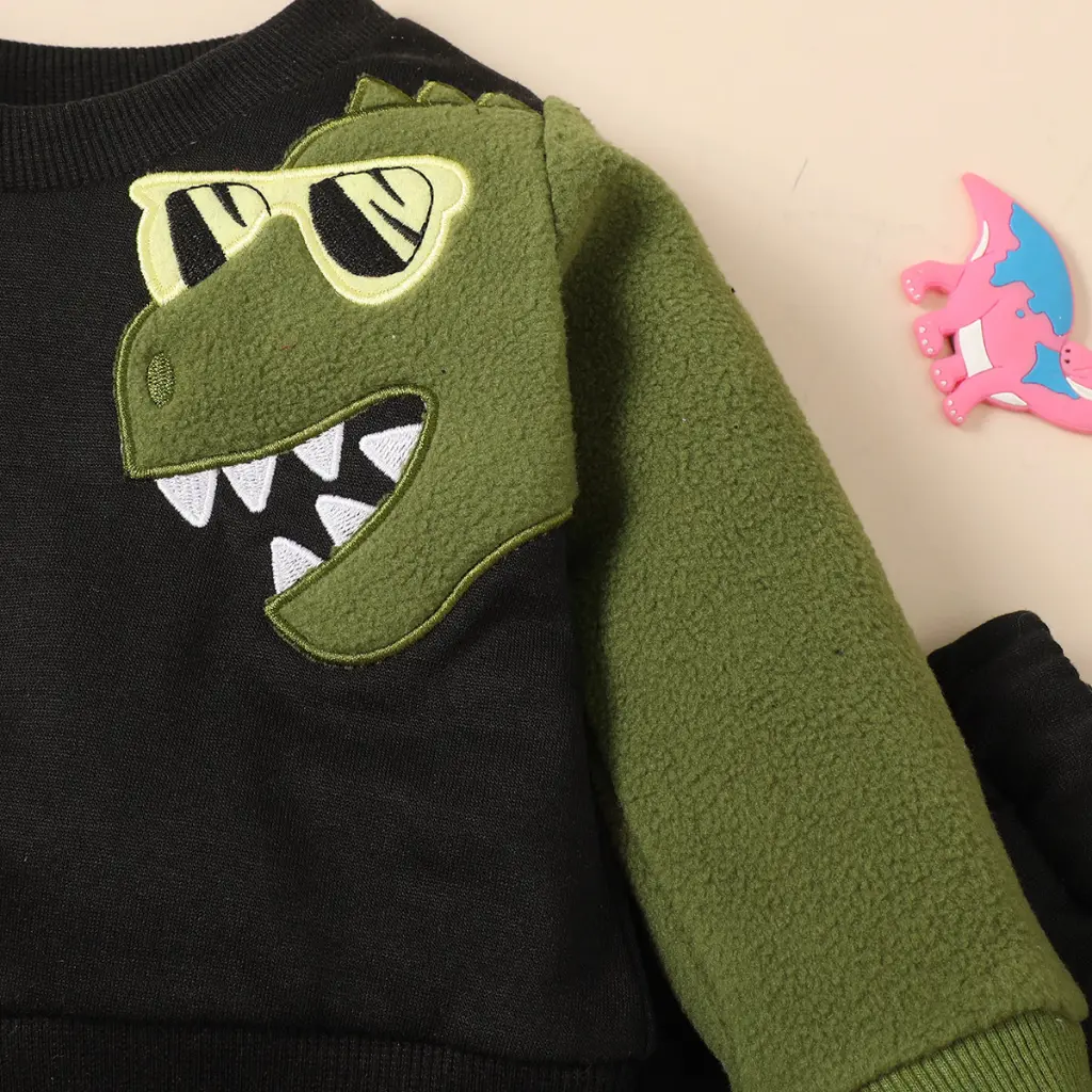2PCS Clothing Set Baby Boy Long Sleeves Dinosaur Print Top+Pants Autumn&Winter Sports Style Outfit for Toddler Boy 3-24 Months