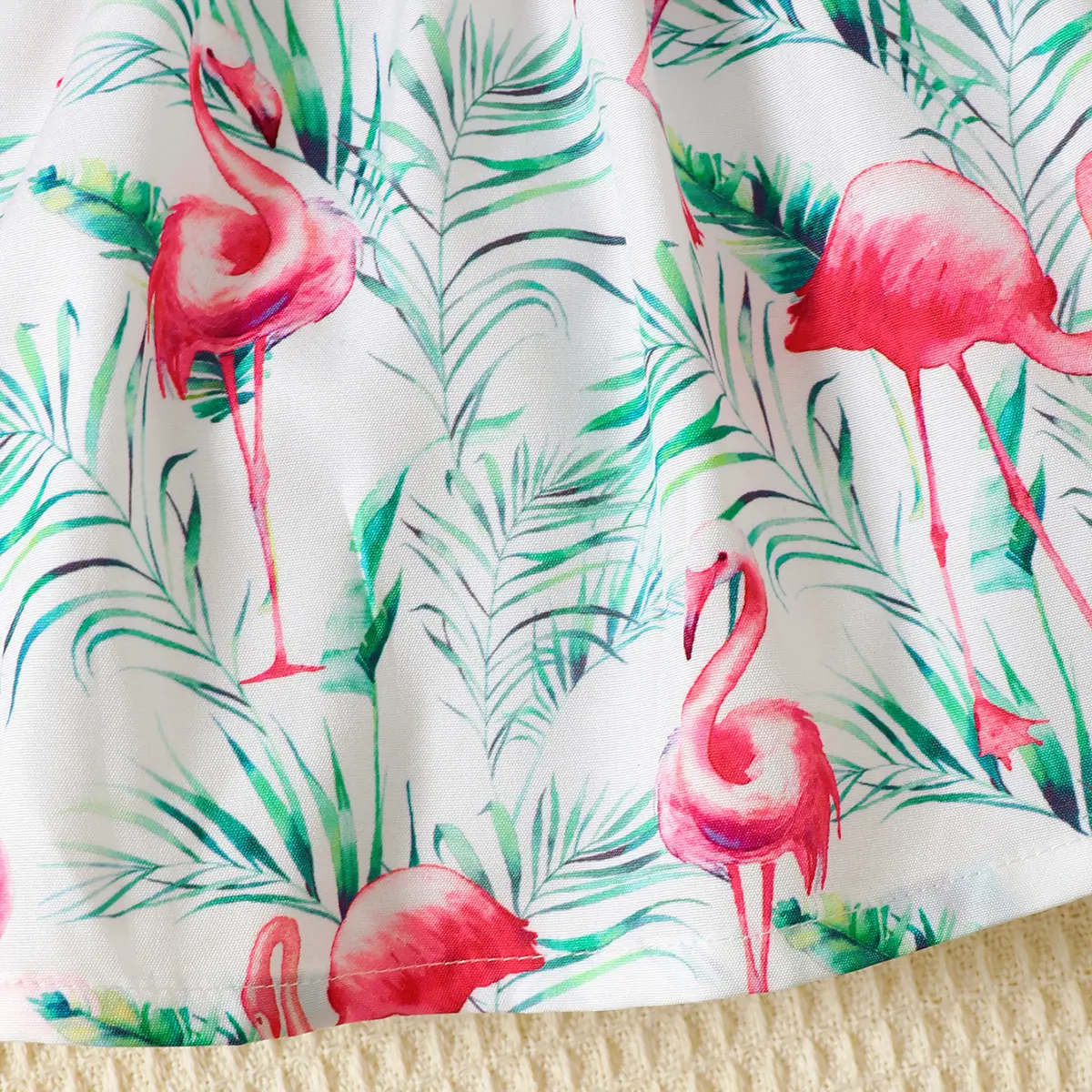 Baby girl Dress Flying sleeve Flamingo Printing Dress+Headband Two-piece Set 0-3 Year Toddler Baby Girl Summer Leisure Dress