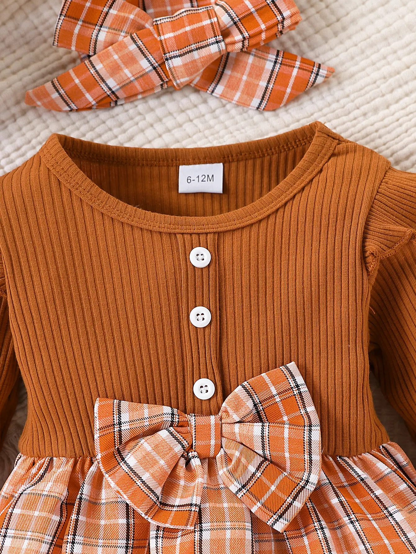 0-18 Months Newborn Baby Girl Dress Long sleeved Groove striped Checkered Bow Dress Cute Baby girl Autumn Dress Baby Clothing