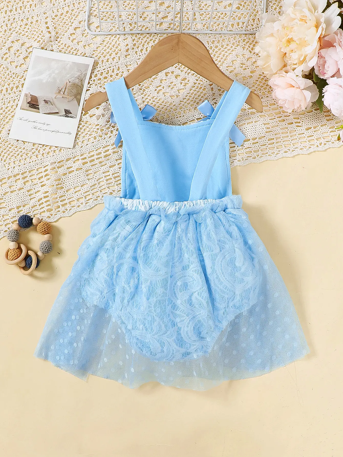 0-24 Months Cute Baby girl Jumpsuit Blue Bow Lace chiffon Fashionable Bodysuit Baby girl Summer Crawling Suit