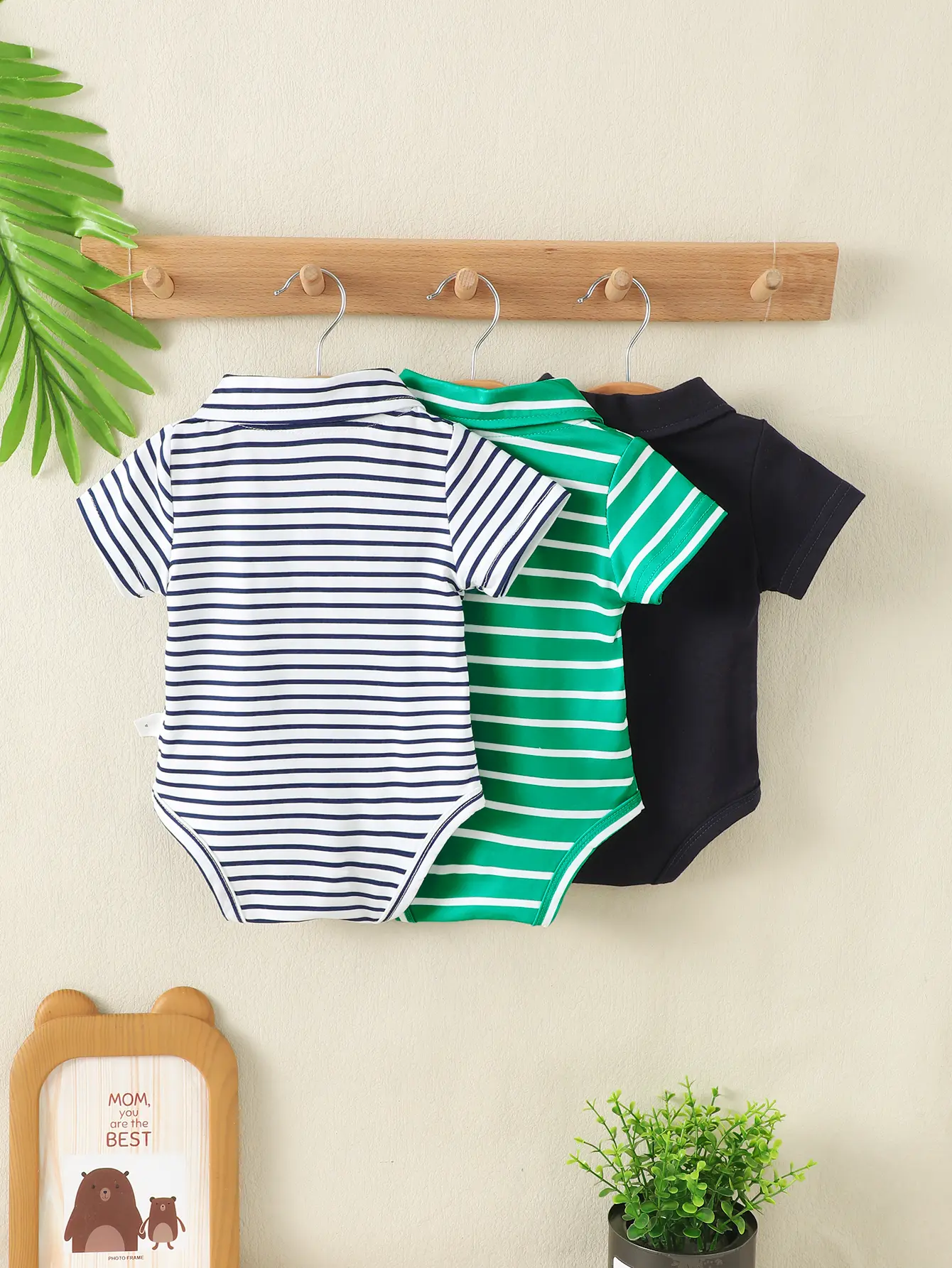 3pcs Baby boy  Striped Button Short sleeved Bodysuit 0-18 Months Big Baby boy Summer  Bodysuit Baby clothing