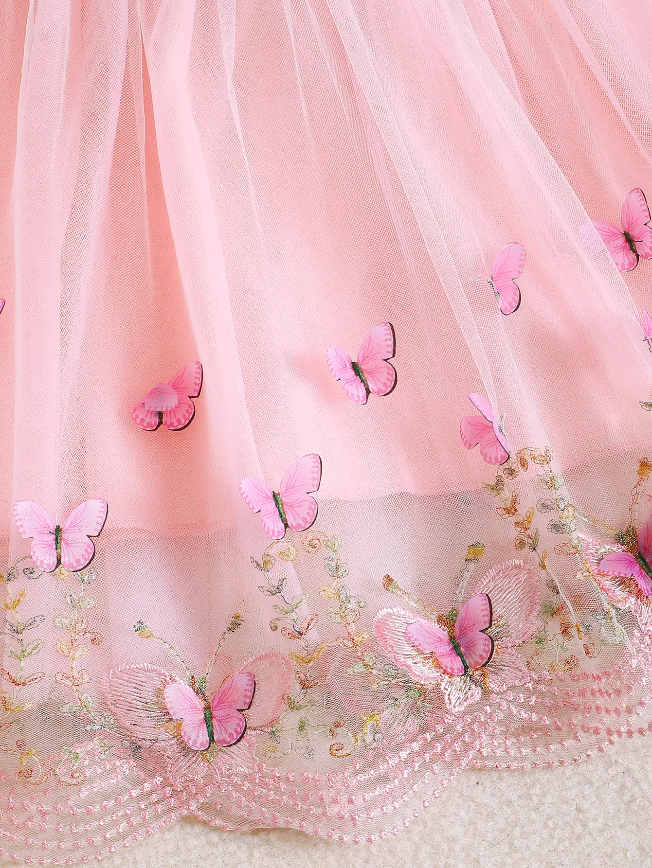 Baby girl Summer Dress Beautiful Embroidered Butterfly Tulle Princess Dress Toddler Holiday Party Dress suitable for 0-3 Year