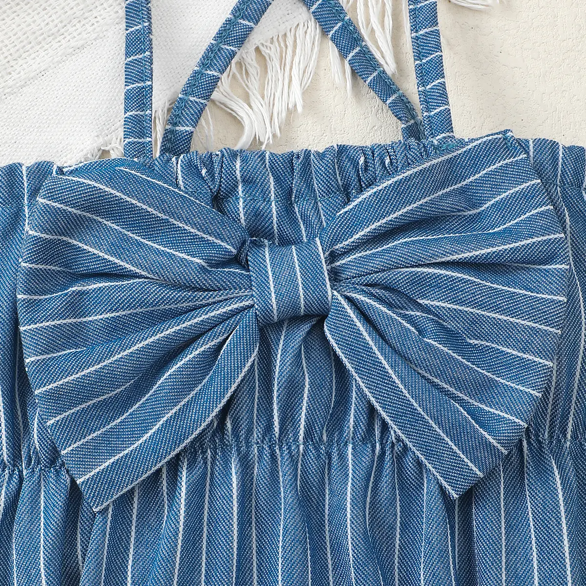 Newborn Children Baby girl Jumpsuit Blue Suspender Bow Stripe Summer Jumpsuit 0-18 Months Baby Girl Crawling Suit Baby Clothes