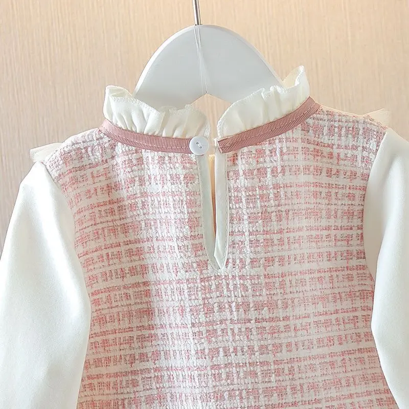 Children's clothing Dress Girls' Pink Bow Light luxury ftyle Fragrance Fashion dress1-6 Year old Girls' Spring And autumn Dress