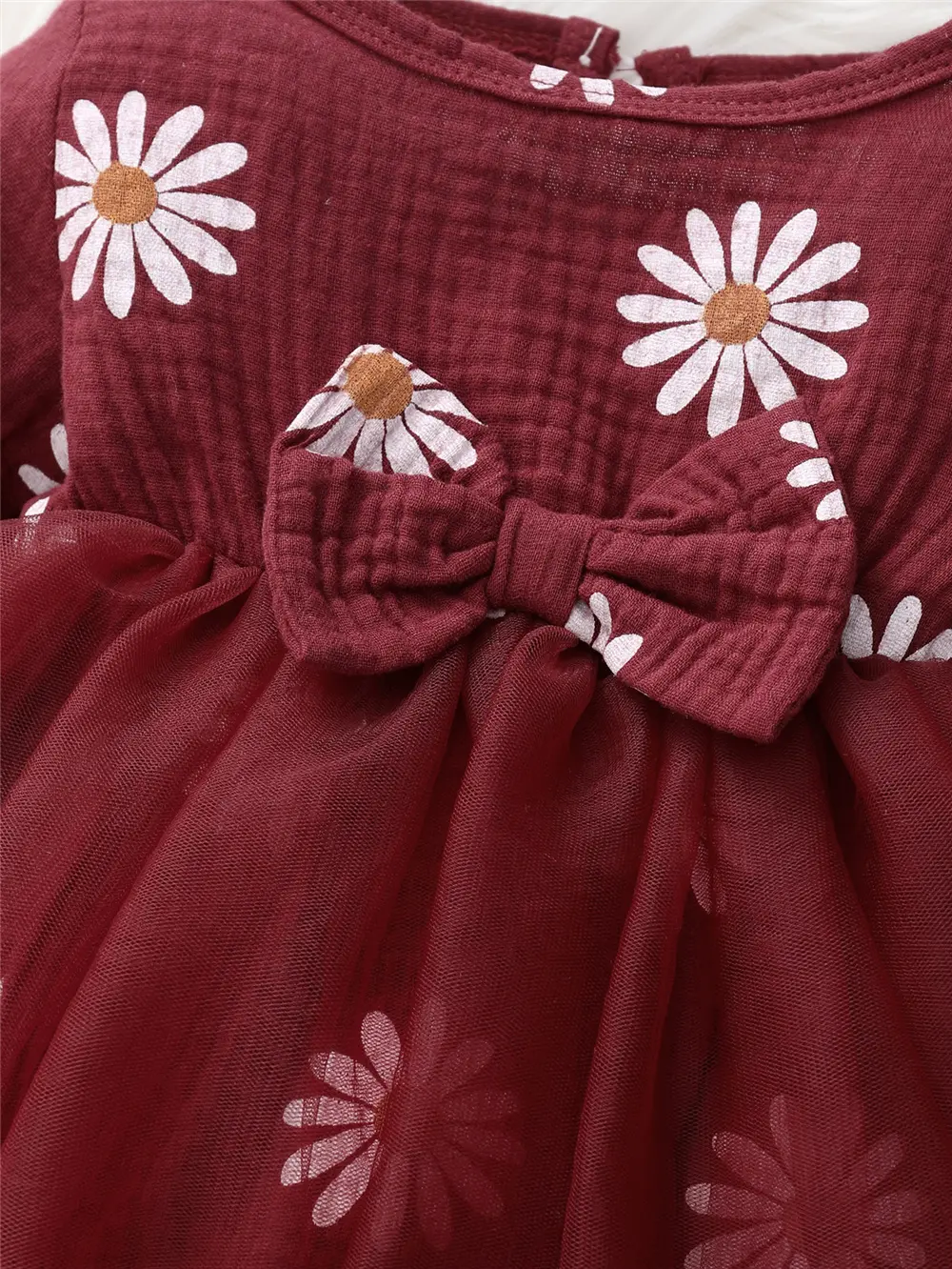 Baby girl Spring Autumn Princess Dress Daisy Print Chiffon Festival Party Dress and Headband for 0-18 Months Cute Baby girls