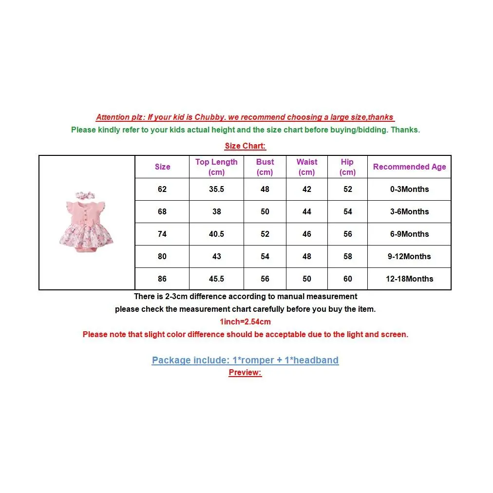 0-18 Months Baby Girl Floral Romper Dress Fly Sleeve Summer Ribbed Jumpsuit with Headband Newborn Baby Girl Lovely 2PCS Outfit