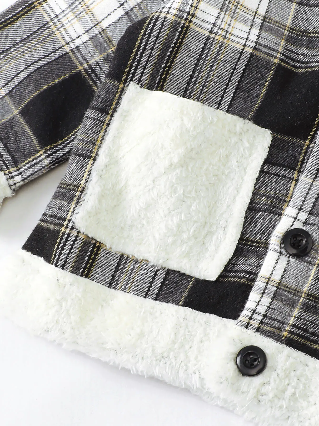 Children's clothing1-5 Year old Girls' Coat With Black and White Checkered Buttons and lapel Baby Girls' Autumn and Winter Coat