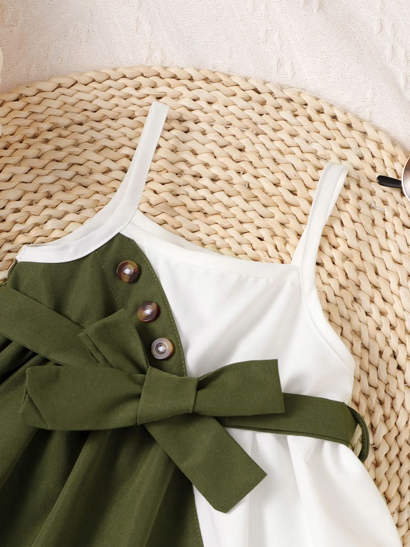 0-3 Year old Cute Baby Girl Suspender Color Blocked Lace up Dress, Toddler Baby girl Summer Casual Dress