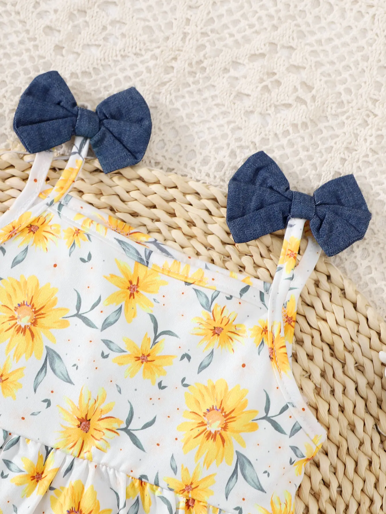 Toddler Baby girl Bow Suspender Print Top Blue Shorts 2pcs/set 0-3 Year old Baby Girl Summer Set Vacation Casual Wear