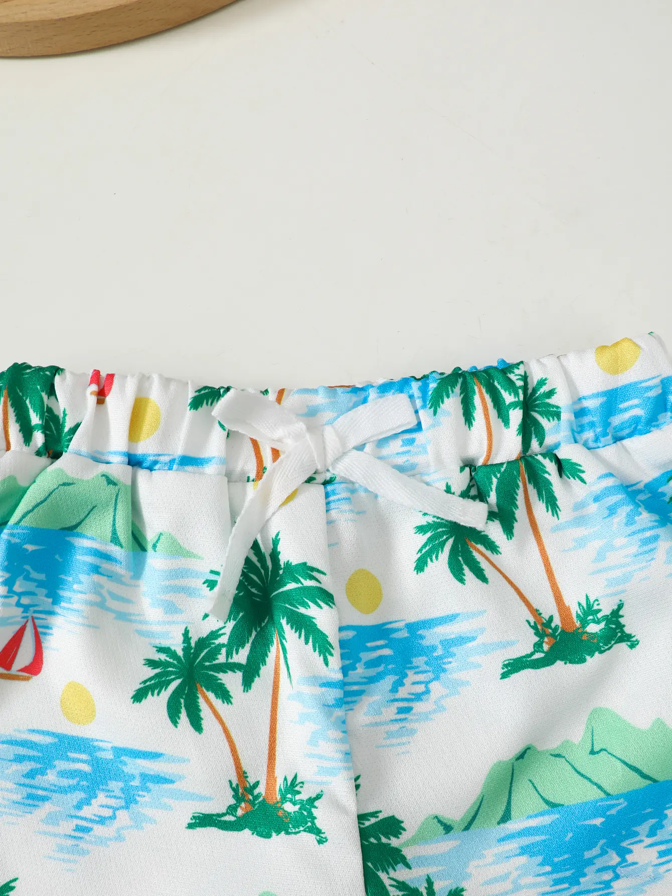0-3 Year Boys' Summer Vacation Set Coconut Tree Seaside Printed Short Sleeve+Shorts+Hat 3Pcs/Set Seaside Vacation Leisure Set