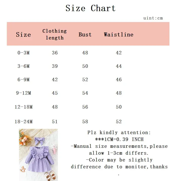 Autumn Baby Girl Long sleeved Dress Purple Ruffled Butterfly Fress+Headband 2Pcs/Set for Cute Female Babies aged 0-24 Months