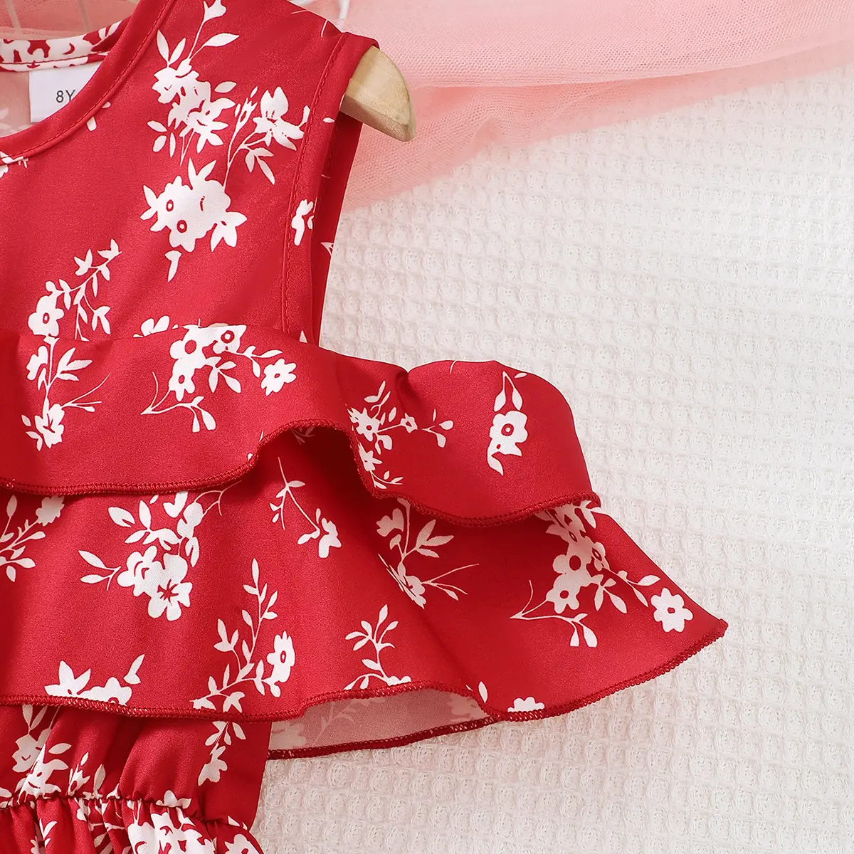 Children Girls elegant Summer Dress off Shoulder Ruffle Edge Small Floral Long Skirt for Girls 8-12 for Gatherings and vacations