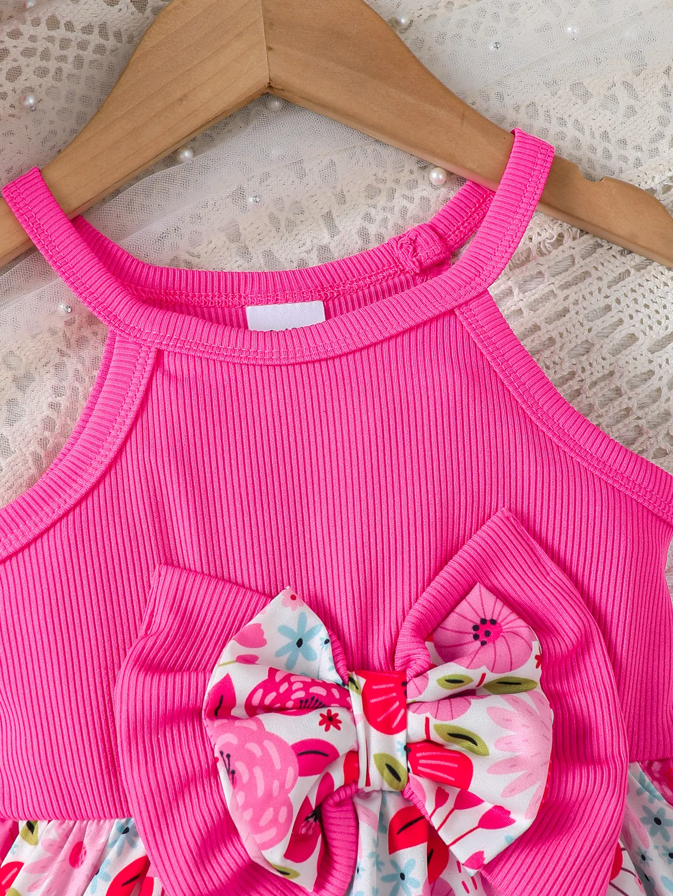 2Pcs Summer Baby Girl Dress Sleeveless Bow Flower Dress+Hat 0-3 Year Old Toddler Baby Girl Beach Vacation Casual Dress