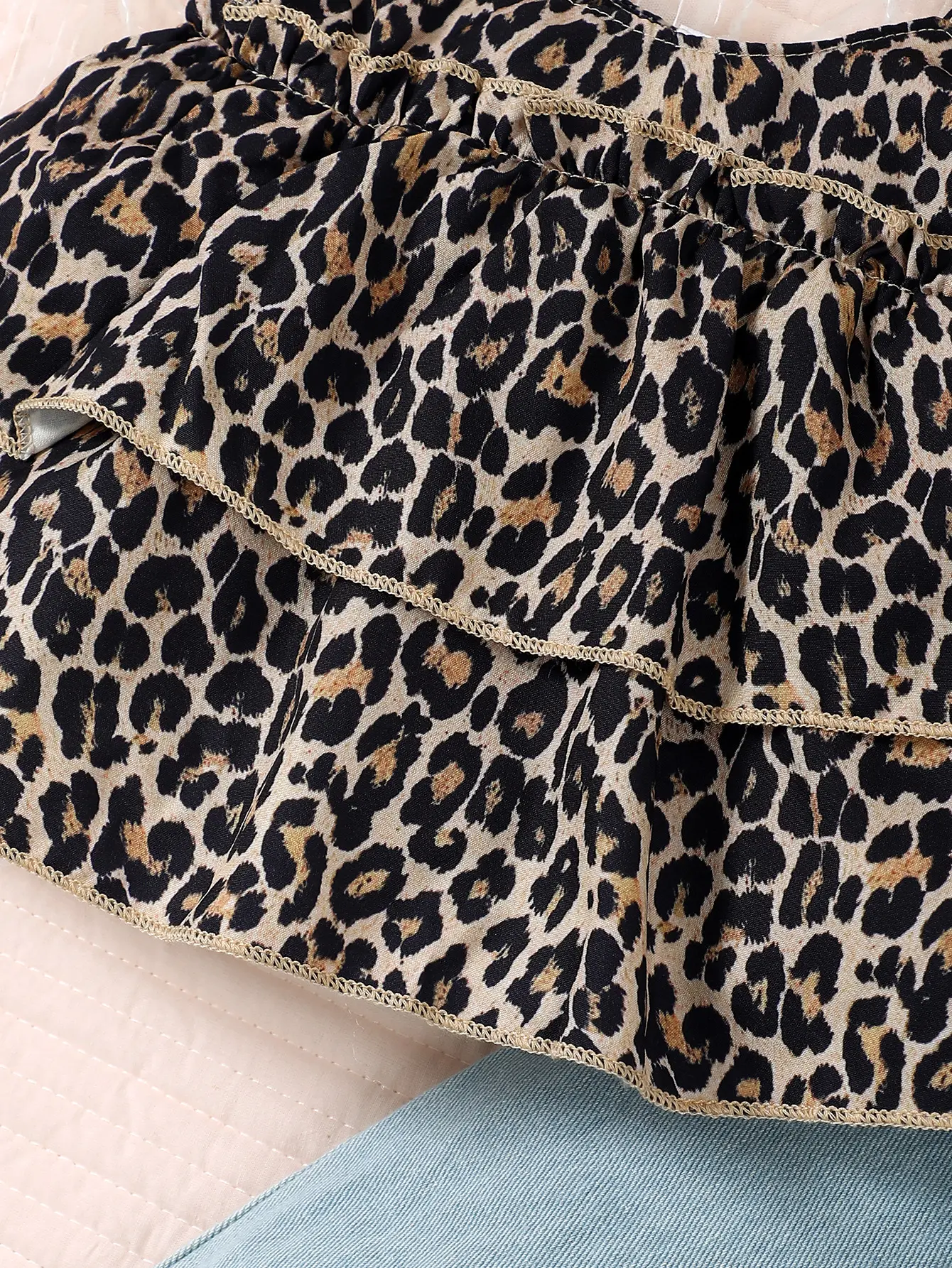 3Pcs Toddler Girl Set Leopard Bow Top+Blue jeans+Headband 0-3 year old girl summer fashion European and American style clothing
