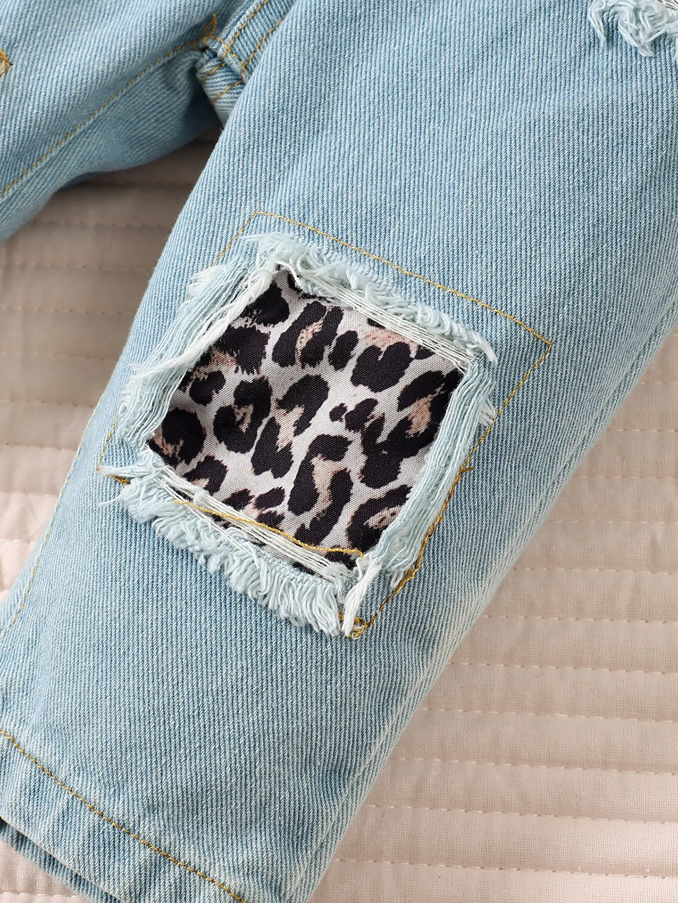 3Pcs Toddler Girl Set Leopard Bow Top+Blue jeans+Headband 0-3 year old girl summer fashion European and American style clothing