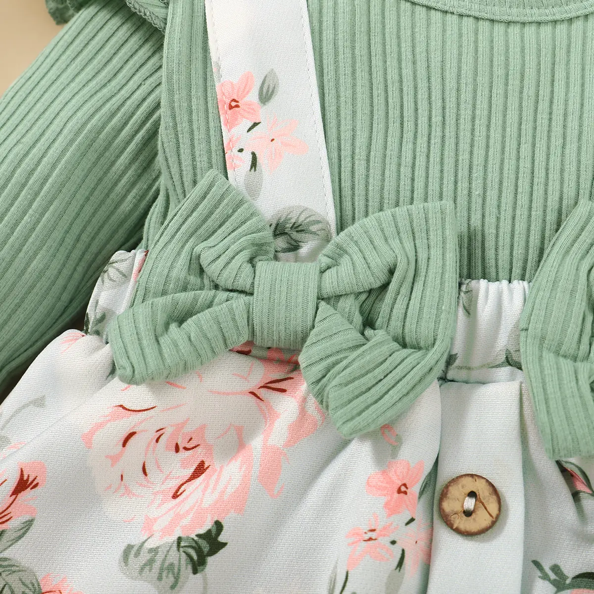 0-18 Months Newborn Baby Girl Clothes Baby Flower Romper Dress Long Sleeves Bodysuit+Headband Infant Girl 2PCS Cute Costume