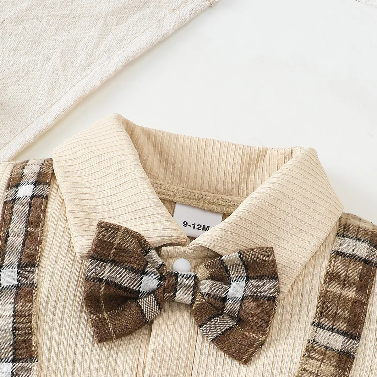 Newborn Baby boy Jumpsuit Small Gentleman Style color Blocked checkered Jumpsuit for 0-18 Month Baby boy Summer Birthday Parties