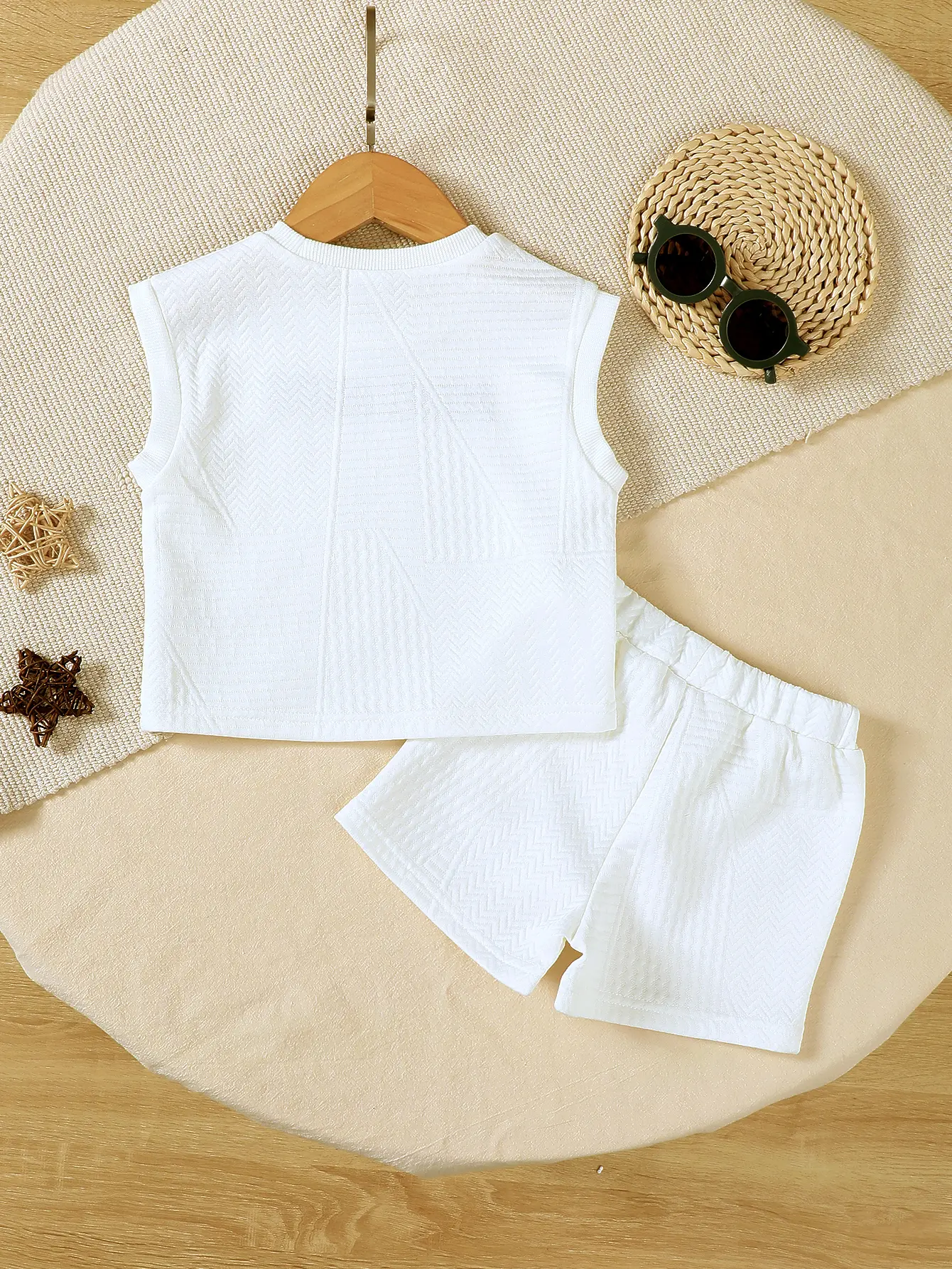2Pcs Male Baby Sports Style White Letter Sleeveless+Shorts Set 0-4 Year Old Boys Summer Casual Set for Handsome little Boy