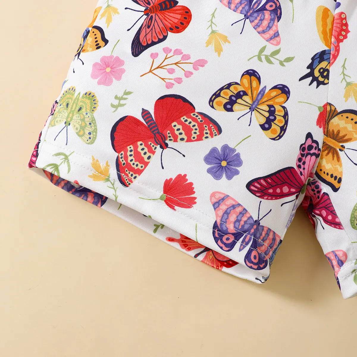 Baby Girl Bow Flower sloping shoulder Top+color Butterfly Print Shorts Fashionable2Pcs/Set for 0-3 Year Baby Girls Summer Set