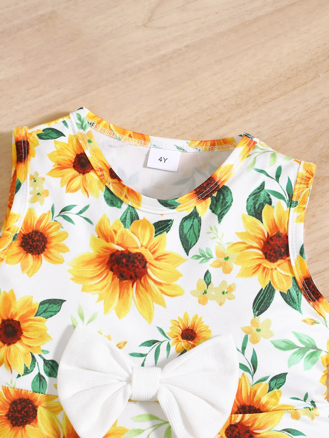 3Pcs Kid Girl Dress Sunflower Sleeveless Dress+Shawl+Hat Girl Summer Vacation Casual Dress Set for girls aged 3-8 Years