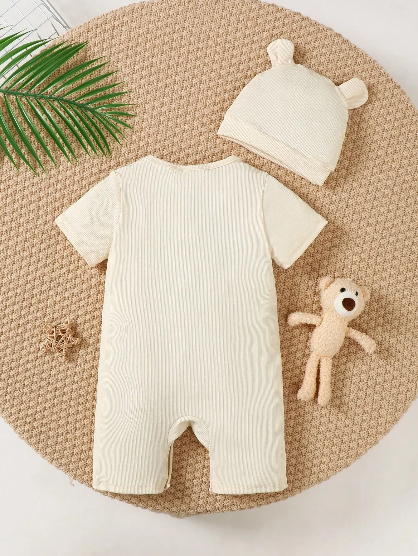 Newborn Baby Boy Jumpsuit Set Cute Little Bear Short sleeved Jumpsuit Shorts for 0-18 Month old Boys' Summer Crawling clothes