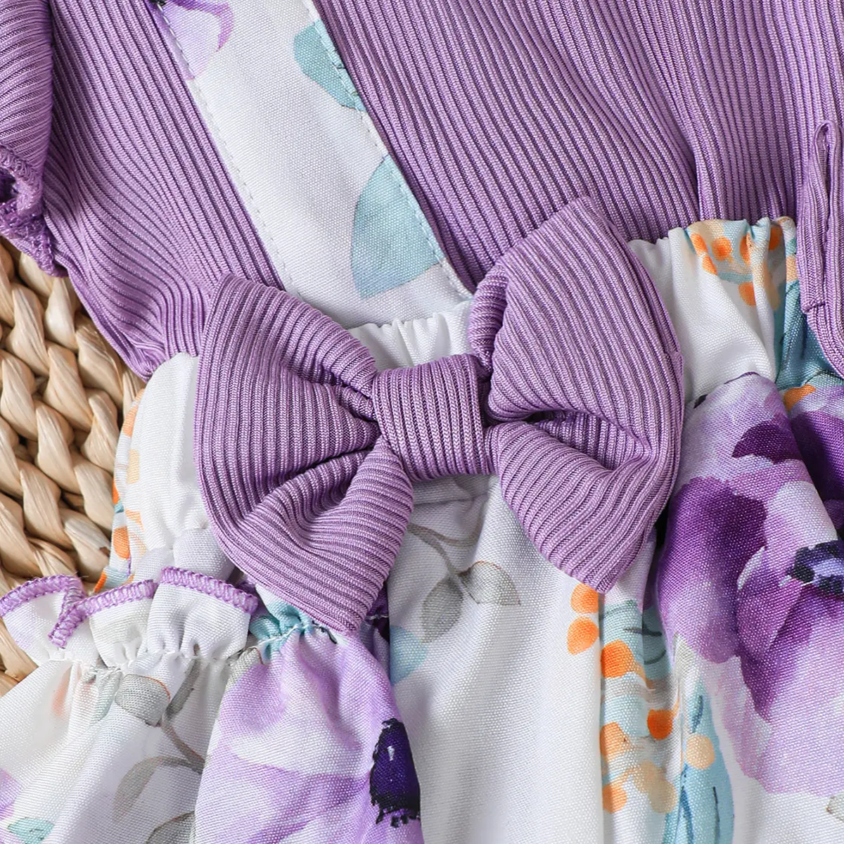 Baby girl 2-Piece Purple printed Bow Jumpsuit+Headband 0-18 Months Baby girl Summer Fashion Jumpsuit  Baby crawling suit