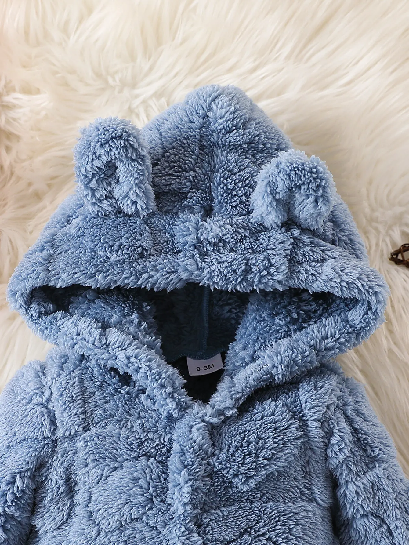 Baby Boy' Autumn Winter Plush Jumpsuit, Solid Color Hooded Warm Baby Clothing Suitable for Newborns  Baby Boy aged 0-18 Months