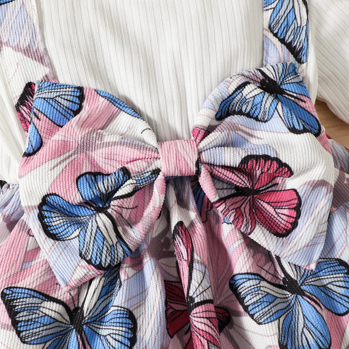 2Pcs Baby Girl Summer Dress Beautiful Butterfly Print Dress+Headband suitable for 0-24 Months old Lively and Cute Little Girls