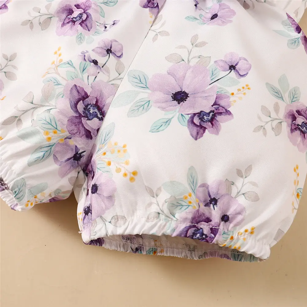 3pcs Baby girl Ruffle edge pit stripe Short sleeved Bodysuit+Elastic Printed Shorts+Bow Headband 0-18 Months Baby Summer Set