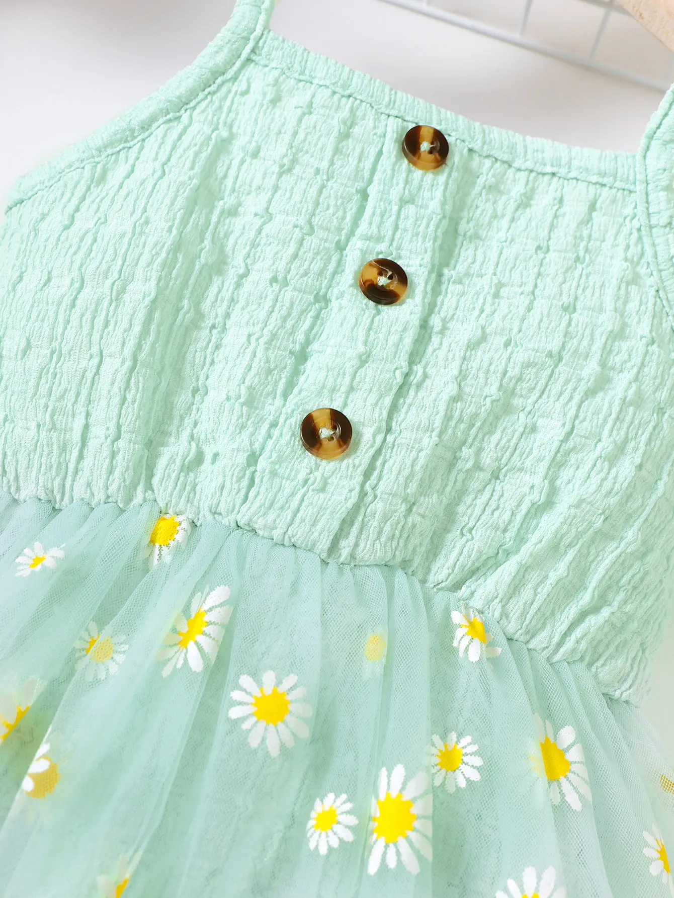 Toddler Children's Lace Up Bow Small Daisy Chiffon Bodysuit Suitable for Cute Baby Girls From 3 to 24 Months Summer Fashion Clot