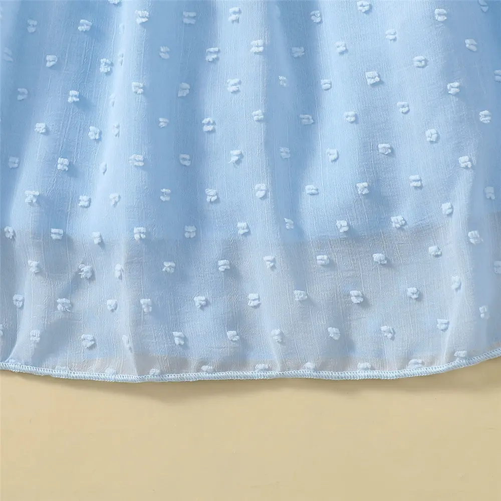 1-6 Year Children's Girls Summer Suspender Dress Blue Bow Chiffon Ruffle Fashionable Dress Girls Seaside Vacation Party Dress