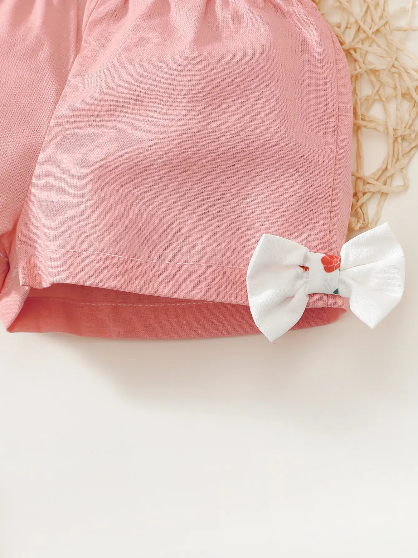 Baby Girl Flower Sleeveless Ruffle Top+Bow Shorts+Headband 3Pcs/Set Suitable for Cute Baby Girls Aged 3-24 Months Summer Set