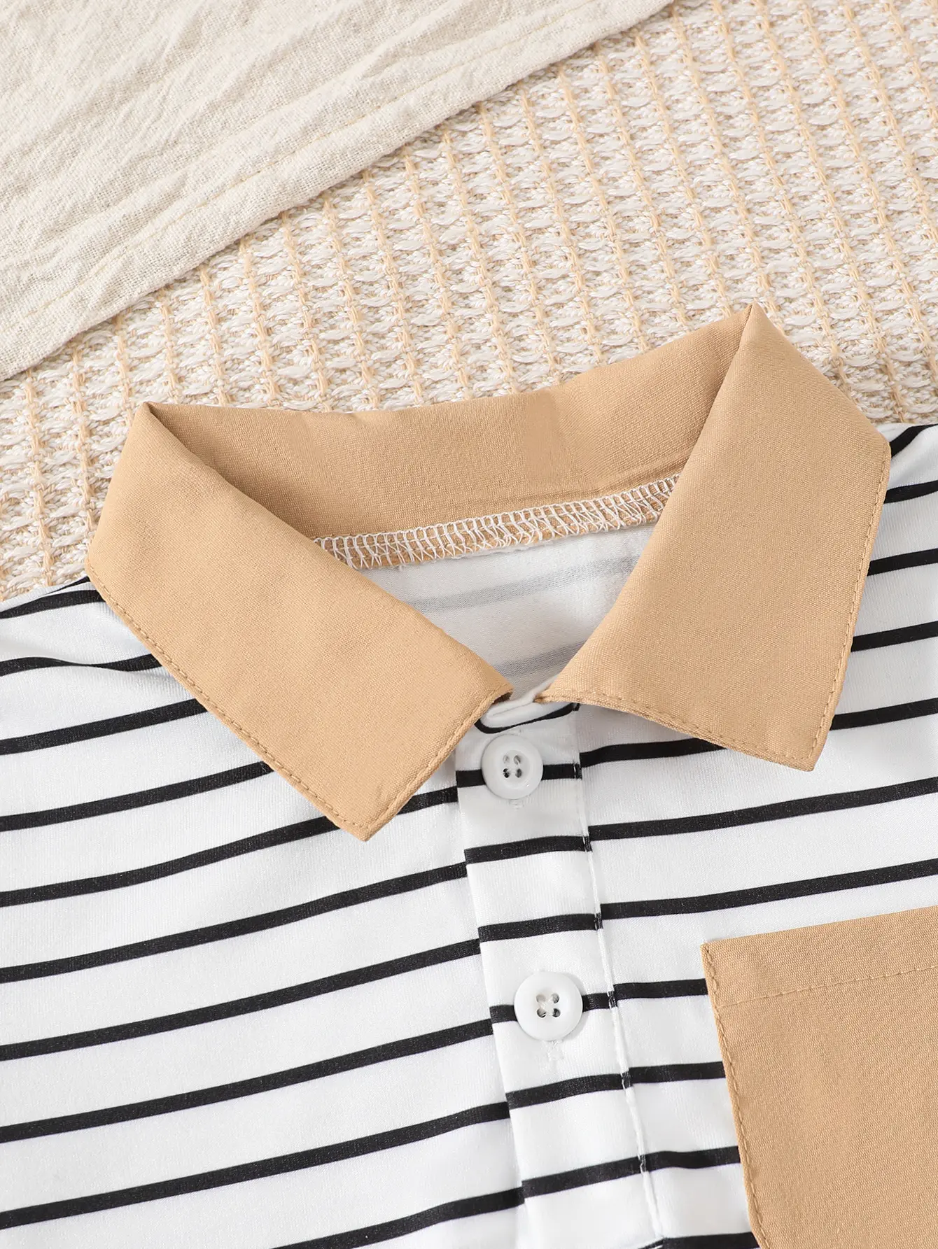 2025 Baby Boys Summer Set with Collar Striped Short Sleeves and Shorts Two Piece Set Suitable for 0-3 Year Toddlers Baby Boys