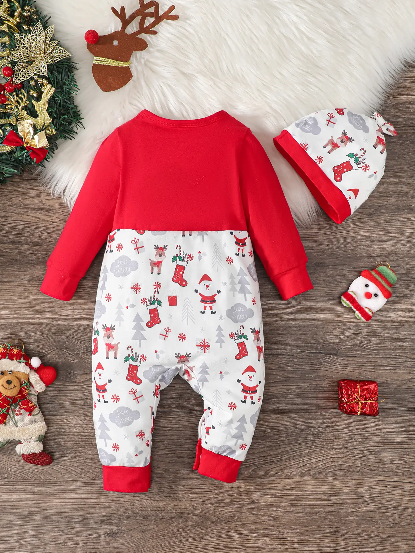 Baby Clothing Santa Claus Bow Bodysuit+Hat 2pc/Set 0-24 Month old Male Baby Christmas clothing Baby gentleman's clothing