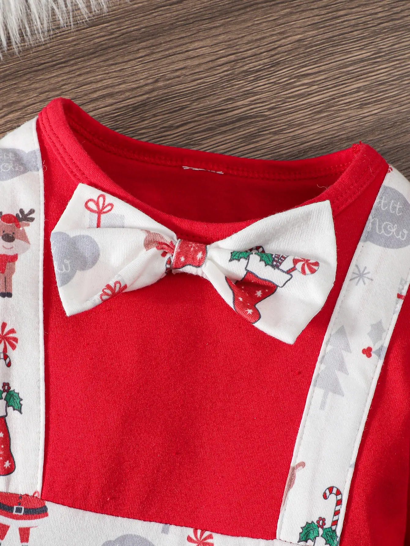 Baby Clothing Santa Claus Bow Bodysuit+Hat 2pc/Set 0-24 Month old Male Baby Christmas clothing Baby gentleman's clothing