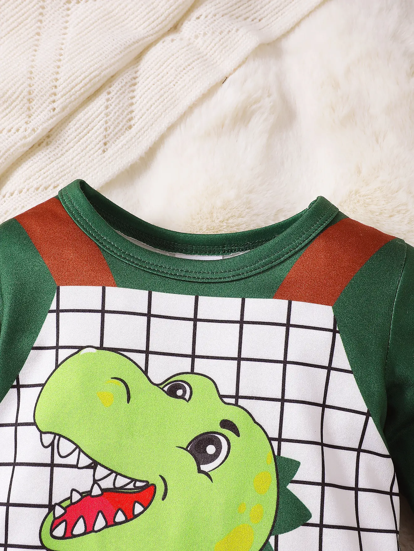 2Pcs Baby boy Bodysuit Cartoon Green Dinosaur print Bodysuit+hat for 0-18 Month Baby Boys in spring and autumn Crawling clothes