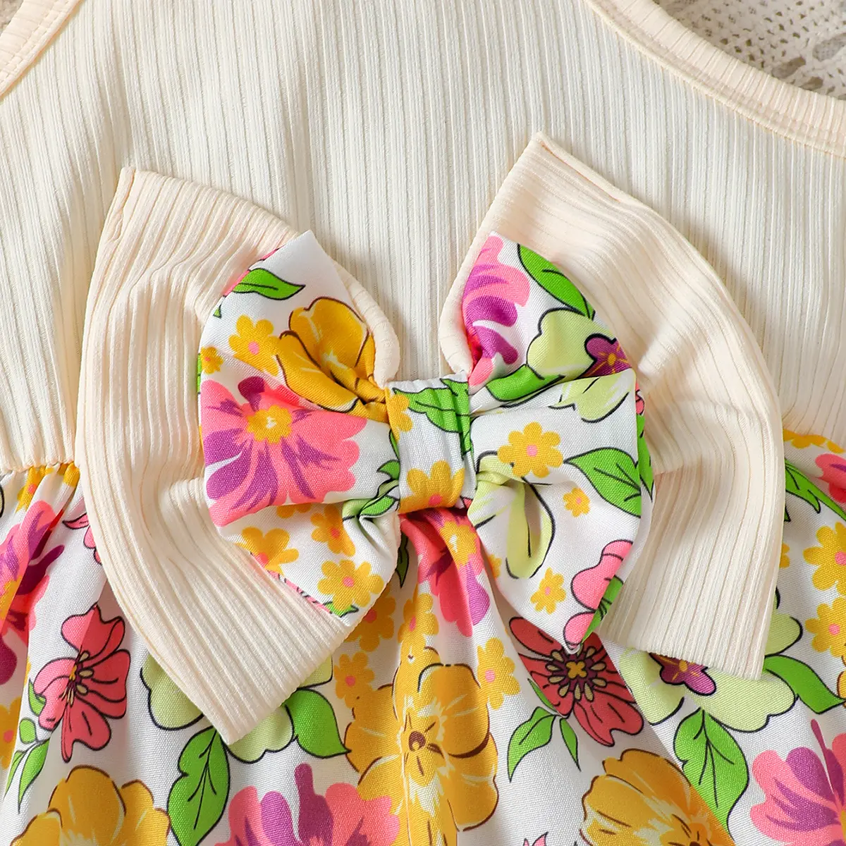 Baby girl Dress Bow Small Floral Sleeveless Dress+Hat 2-piece Set for 0-3 Years old Cute Baby Girl Summer Casual Dress