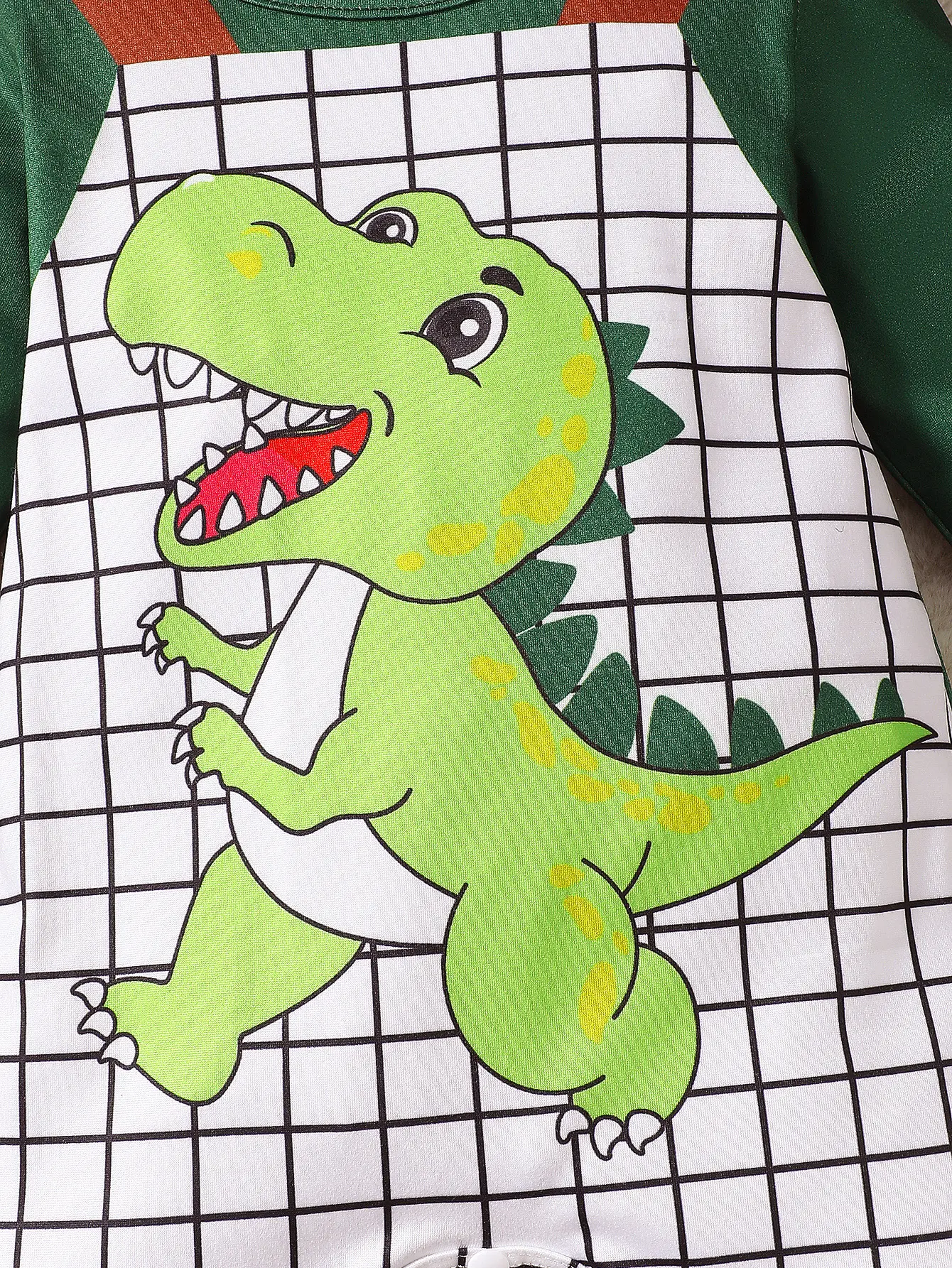 2Pcs Baby boy Bodysuit Cartoon Green Dinosaur print Bodysuit+hat for 0-18 Month Baby Boys in spring and autumn Crawling clothes