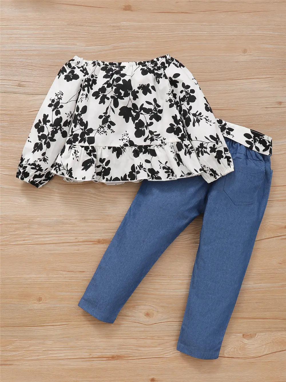 2PCS Clothing Set Kids Girl Floral Long Sleeves Top+Pants Toddler Girl Costume Spring&Autumn Fashion Outfit for Children 1-6Year