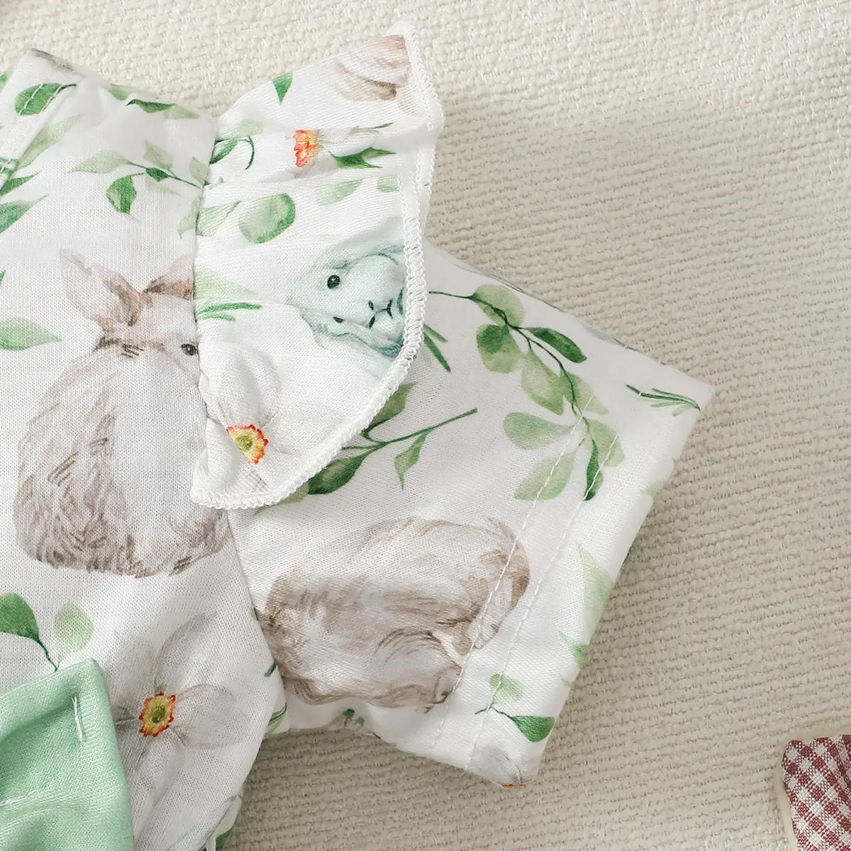 0-2 Year Cute Baby Girl Dress Bunny Plant Print Bow Short sleeved Dress Toddler Baby girl Summer Dress