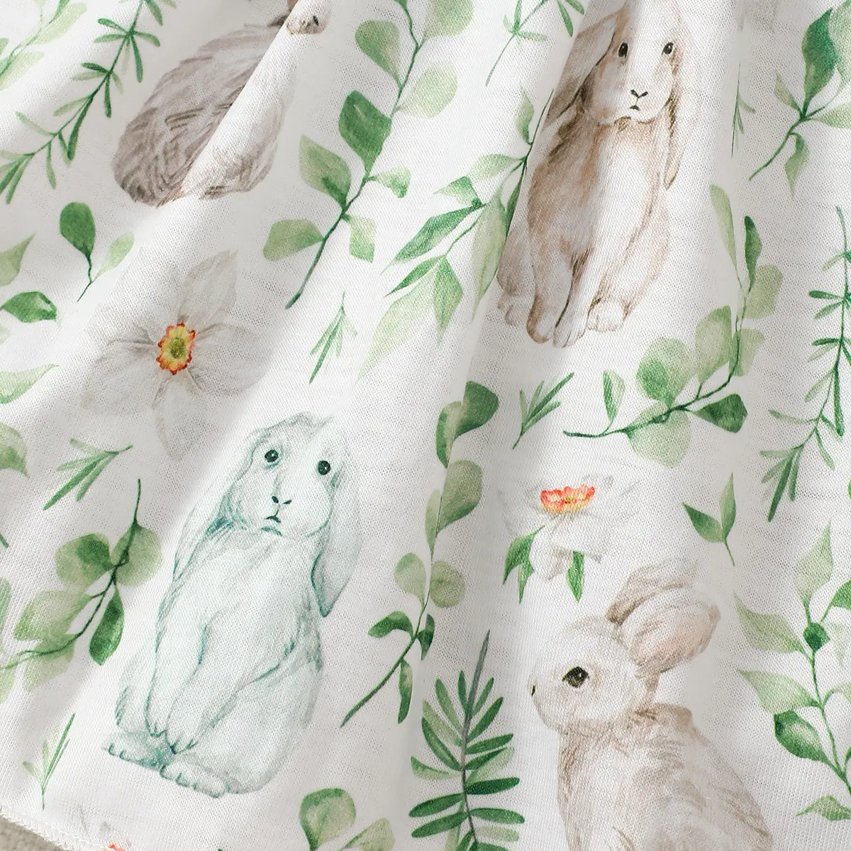 0-2 Year Cute Baby Girl Dress Bunny Plant Print Bow Short sleeved Dress Toddler Baby girl Summer Dress